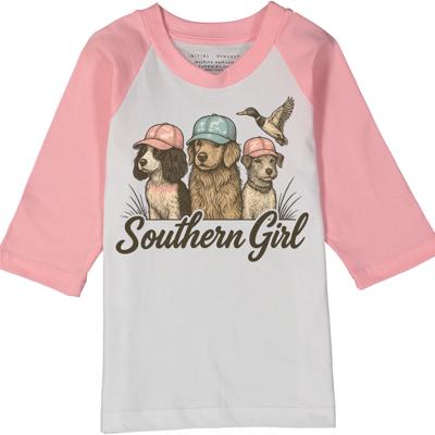 Southern Girl Pink Raglan Tee | Graphic Tee for Girls | Everyday Cotton Tee for Girls