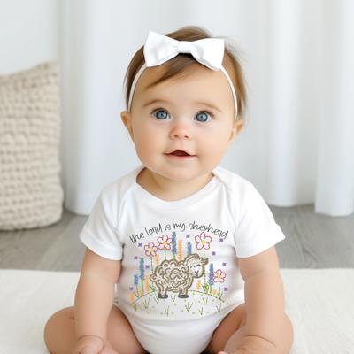 Christian Faith Inspired Graphic Bodysuit | The Lord is My Shepherd | Little Lamb Infant Bodysuit | Short Sleeve Infant Girls Bodysuit | Baptism | Christening