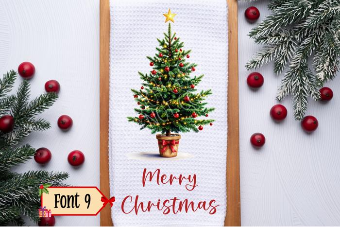 Personalized Christmas Tree Waffle Weave Kitchen Towel, Christmas Winter Kitchen Decor, Christmas Gift