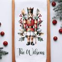  Personalized Nutcracker Waffle Weave Towel, Christmas Holiday Kitchen Hand Towel, Christmas Gift