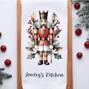  Personalized Nutcracker Waffle Weave Towel, Christmas Holiday Kitchen Hand Towel, Christmas Gift