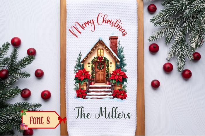 Personalized Merry Christmas Waffle Weave Kitchen Towel, Christmas Holiday Hand Towel, Christmas Gift