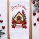  Personalized Merry Christmas Waffle Weave Kitchen Towel, Christmas Holiday Hand Towel, Christmas Gift