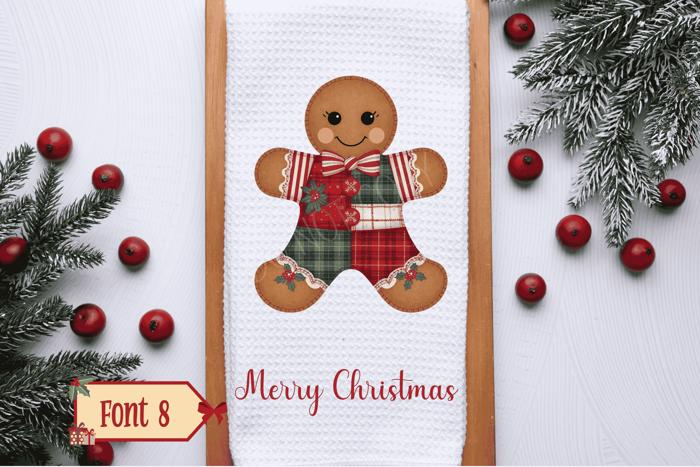 Personalized Faux Patchwork Gingerbread Man Microfiber Waffle Weave Kitchen Towel, Christmas Winter Kitchen Decor, Christmas Gift