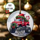 Personalized Monster Truck Ceramic Ornament, Kids Keepsake Ornament, 3 Color Choices