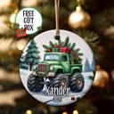  Personalized Monster Truck Ceramic Ornament, Kids Keepsake Ornament, 3 Color Choices