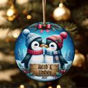  Personalized Kissing Penguin Couple Ceramic Ornament, Gift For Couples, Engagement or Wedding Gift, Newlywed Keepsake Ornament