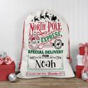  Personalized North Pole Santa Sack, Present Bag, Christmas Gift Sack, Gift Bag For Girl or Boy, Christmas Decor, Large Canvas Gift Bag