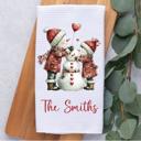  Personalized Valentine's Snowman Couple Waffle Weave Kitchen Towel, Valentine's Day Kitchen Decor, Hostess Housewarming Gift