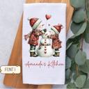  Personalized Valentine's Snowman Couple Waffle Weave Kitchen Towel, Valentine's Day Kitchen Decor, Hostess Housewarming Gift