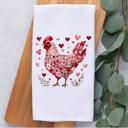  Personalized Valentine's Chicken Waffle Weave Kitchen Towel, Valentine's Day Kitchen Decor, Hostess Housewarming Gift
