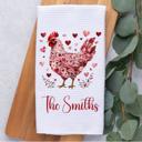  Personalized Valentine's Chicken Waffle Weave Kitchen Towel, Valentine's Day Kitchen Decor, Hostess Housewarming Gift