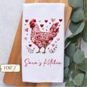  Personalized Valentine's Chicken Waffle Weave Kitchen Towel, Valentine's Day Kitchen Decor, Hostess Housewarming Gift