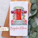  Personalized Valentine's Day Front Door Waffle Weave Kitchen Towel, Valentines Kitchen Decor, Hostess Housewarming Gift