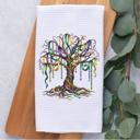  Personalized Mardi Gras Tree Waffle Weave Kitchen Towel, Mardi Gras Kitchen Decor, Hostess Housewarming Gift