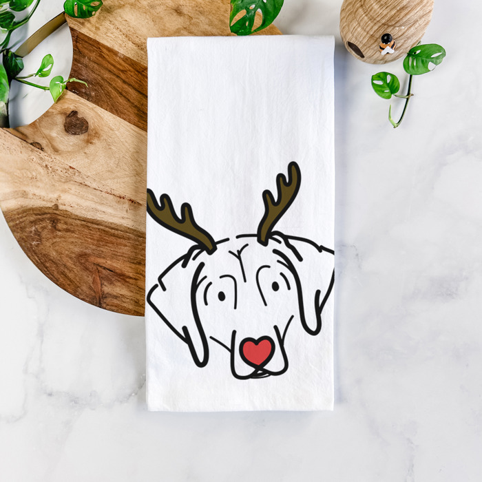 Reindeer Antler Red Nose Dog  Breed Tea Towel - 50+ Breeds