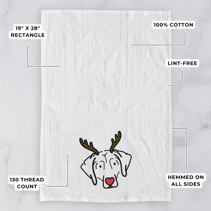Reindeer Antler Red Nose Dog  Breed Tea Towel - 50+ Breeds