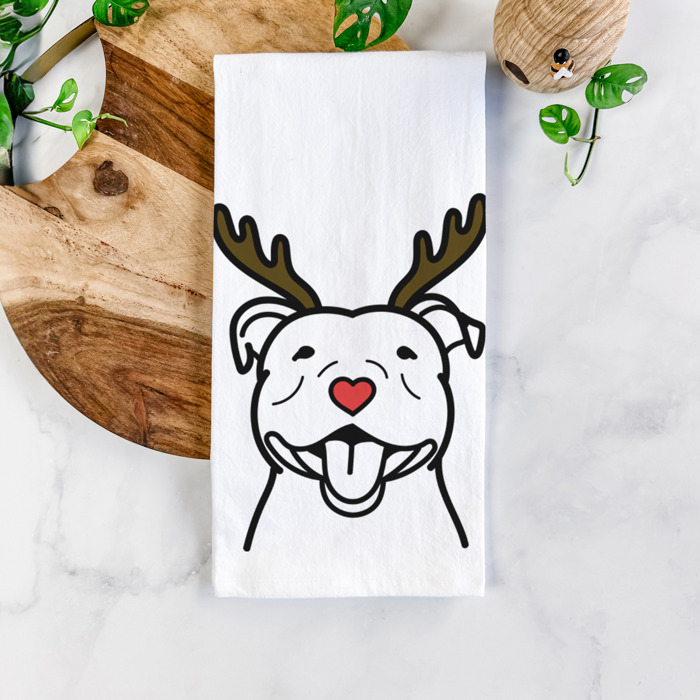Reindeer Antler Red Nose Dog  Breed Tea Towel - 50+ Breeds