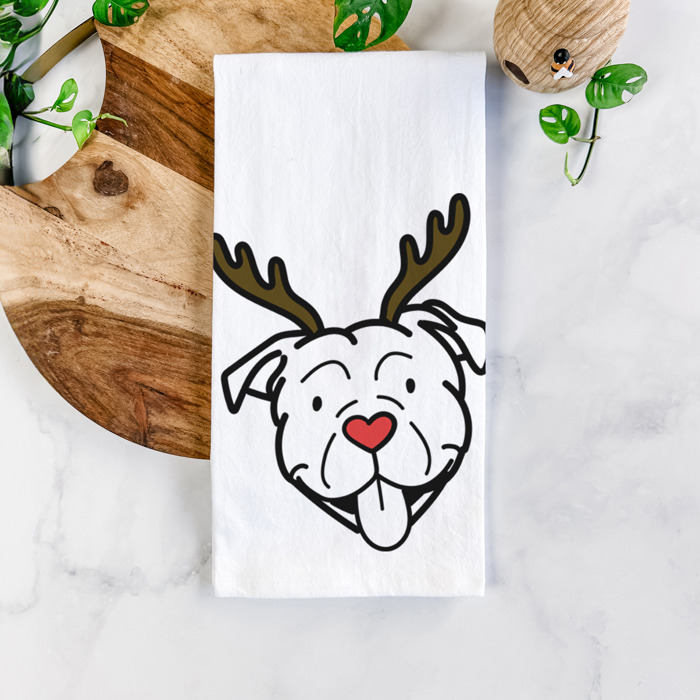 Reindeer Antler Red Nose Dog  Breed Tea Towel - 50+ Breeds