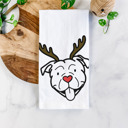 American Bulldog Reindeer Antler Red Nose Dog  Breed Tea Towel - 50+ Breeds