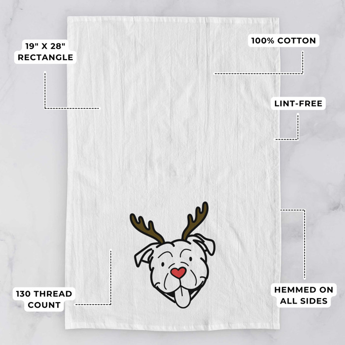 Reindeer Antler Red Nose Dog  Breed Tea Towel - 50+ Breeds