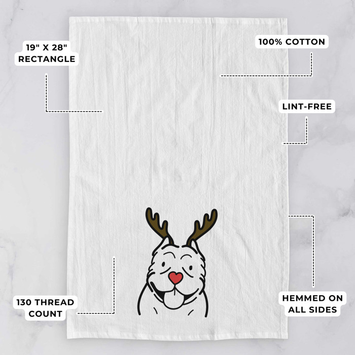 Reindeer Antler Red Nose Dog  Breed Tea Towel - 50+ Breeds