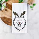 American Eskimo Reindeer Antler Red Nose Dog  Breed Tea Towel - 50+ Breeds