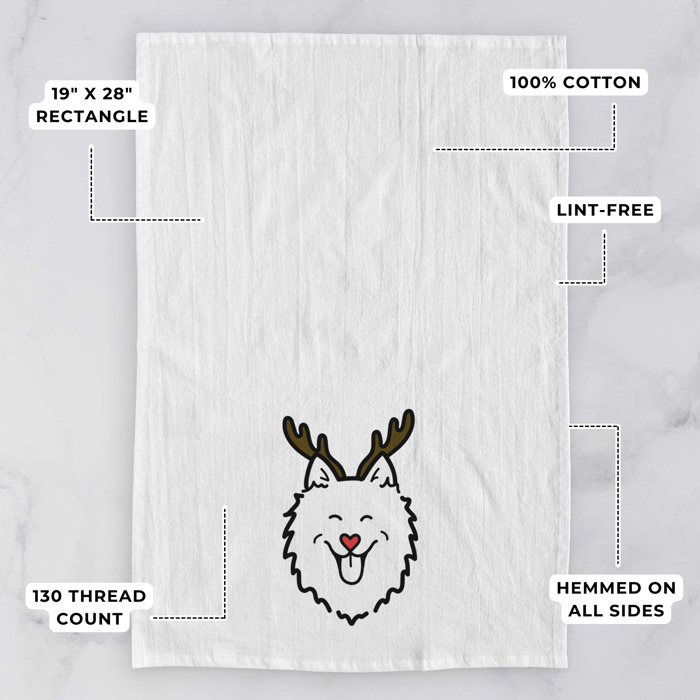 Reindeer Antler Red Nose Dog  Breed Tea Towel - 50+ Breeds