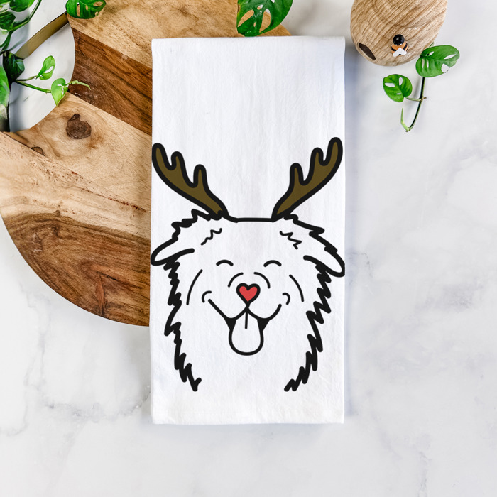 Reindeer Antler Red Nose Dog  Breed Tea Towel - 50+ Breeds