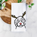 Aussiedoodle Reindeer Antler Red Nose Dog  Breed Tea Towel - 50+ Breeds