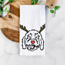 Goldendoodle Reindeer Antler Red Nose Dog  Breed Tea Towel - 50+ Breeds