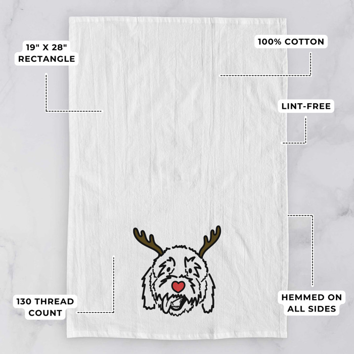 Reindeer Antler Red Nose Dog  Breed Tea Towel - 50+ Breeds