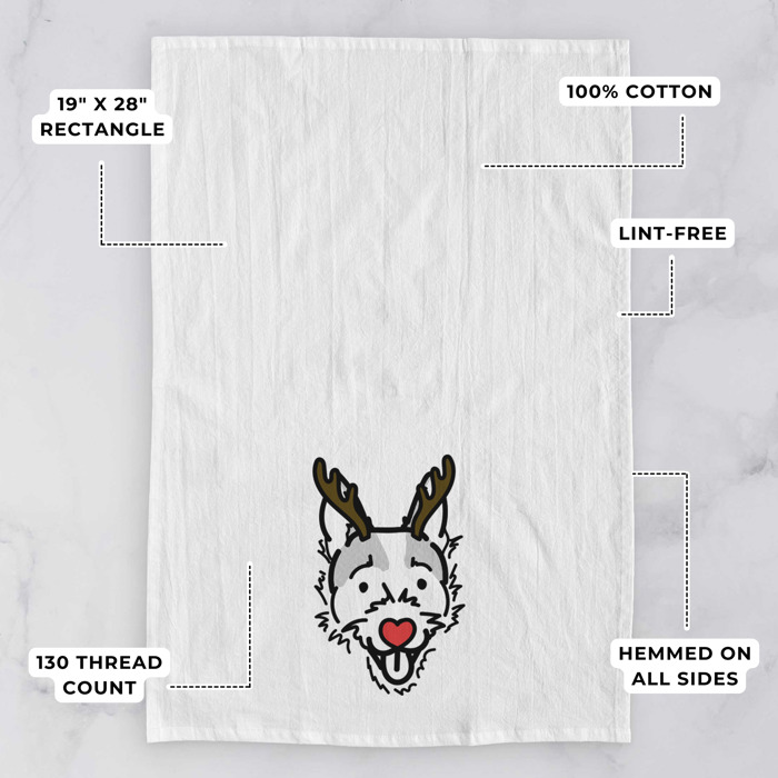 Reindeer Antler Red Nose Dog  Breed Tea Towel - 50+ Breeds
