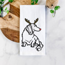 Long Hair Dachshund Reindeer Antler Red Nose Dog  Breed Tea Towel - 50+ Breeds