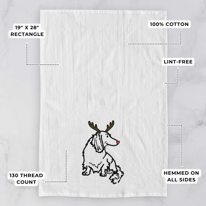 Reindeer Antler Red Nose Dog  Breed Tea Towel - 50+ Breeds