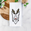 Border Collie Reindeer Antler Red Nose Dog  Breed Tea Towel - 50+ Breeds