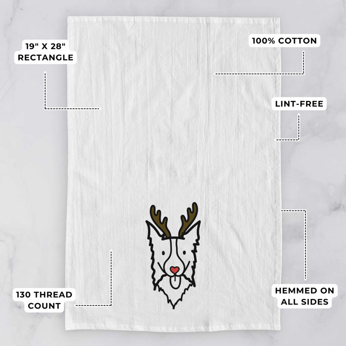 Reindeer Antler Red Nose Dog  Breed Tea Towel - 50+ Breeds