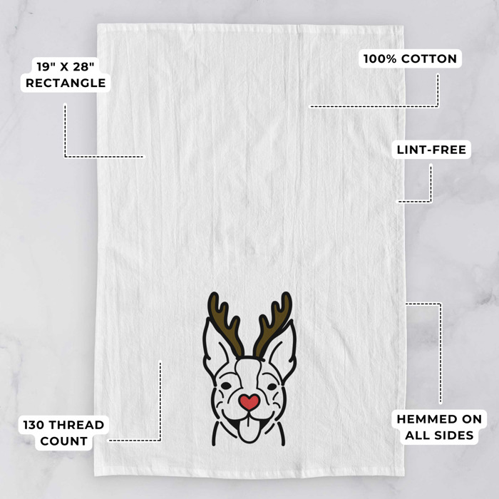 Reindeer Antler Red Nose Dog  Breed Tea Towel - 50+ Breeds