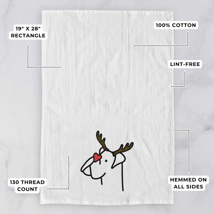Reindeer Antler Red Nose Dog  Breed Tea Towel - 50+ Breeds