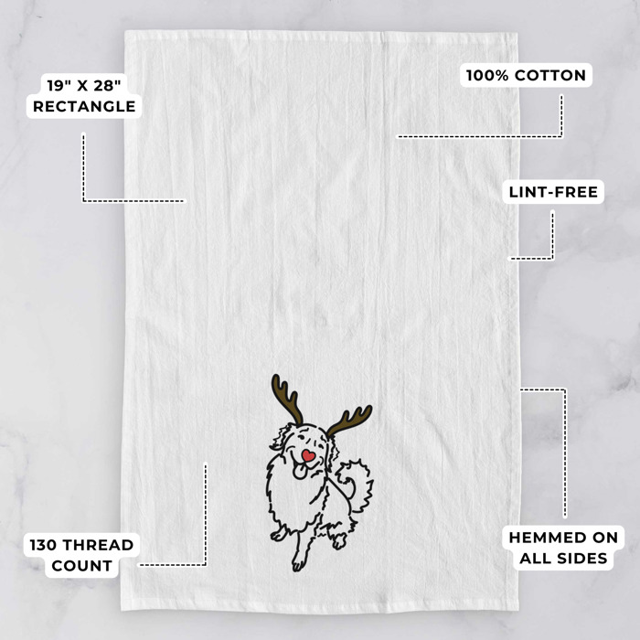 Reindeer Antler Red Nose Dog  Breed Tea Towel - 50+ Breeds