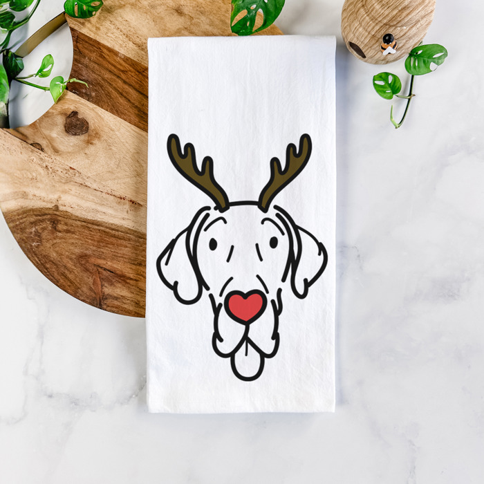 Reindeer Antler Red Nose Dog  Breed Tea Towel - 50+ Breeds
