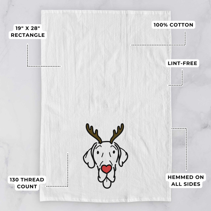Reindeer Antler Red Nose Dog  Breed Tea Towel - 50+ Breeds