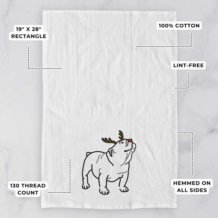 Reindeer Antler Red Nose Dog  Breed Tea Towel - 50+ Breeds
