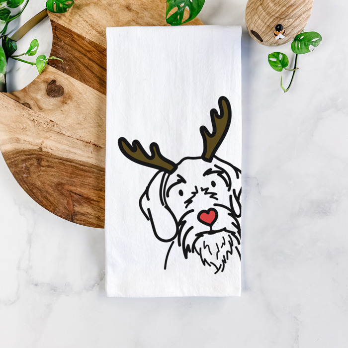 Reindeer Antler Red Nose Dog  Breed Tea Towel - 50+ Breeds