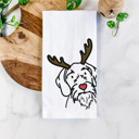 German Wirehaired Pointer Reindeer Antler Red Nose Dog  Breed Tea Towel - 50+ Breeds