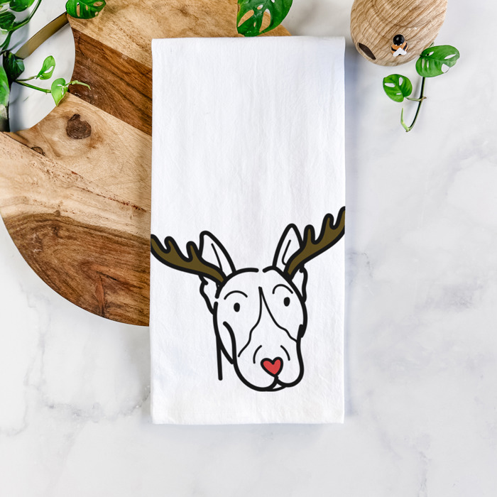 Reindeer Antler Red Nose Dog  Breed Tea Towel - 50+ Breeds