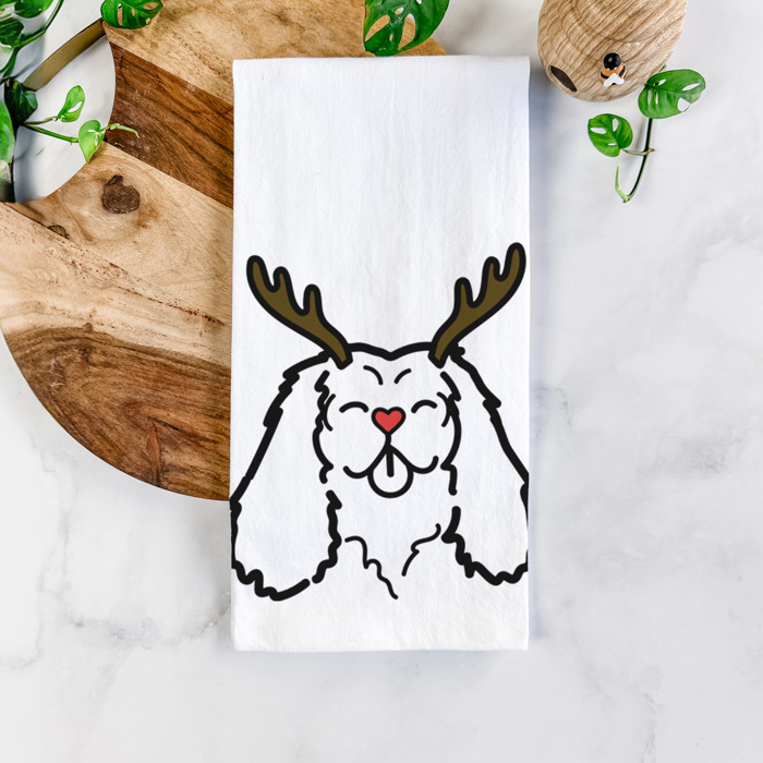 Reindeer Antler Red Nose Dog  Breed Tea Towel - 50+ Breeds