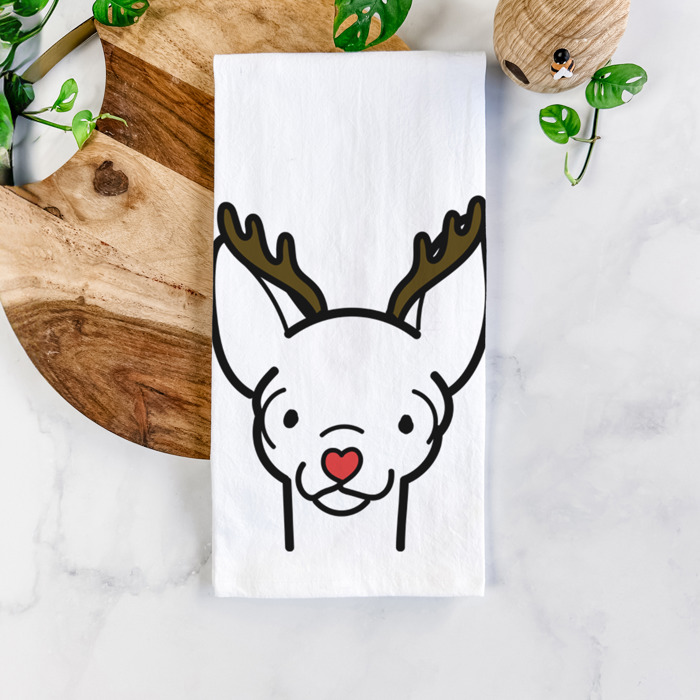 Reindeer Antler Red Nose Dog  Breed Tea Towel - 50+ Breeds