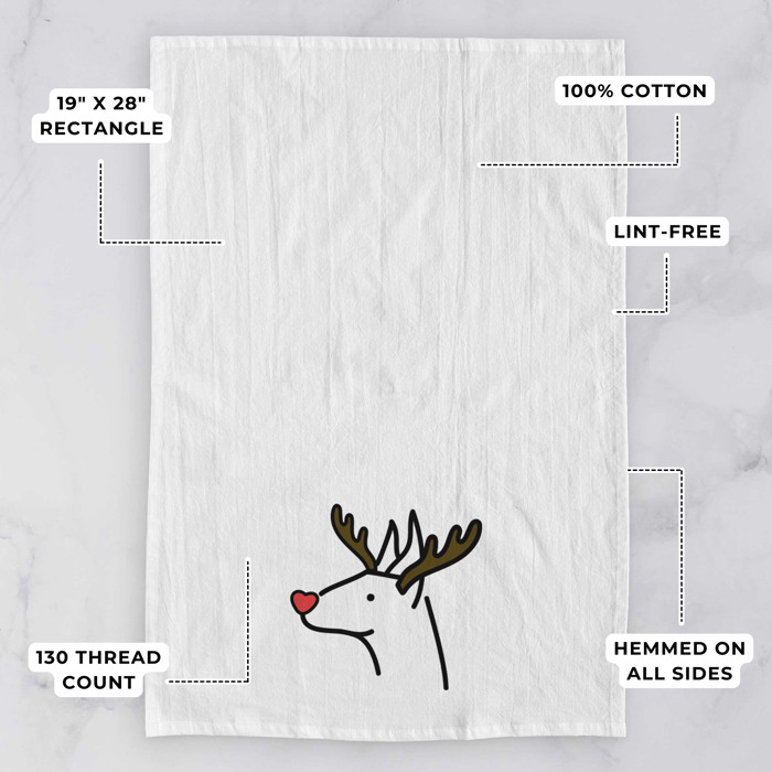 Reindeer Antler Red Nose Dog  Breed Tea Towel - 50+ Breeds