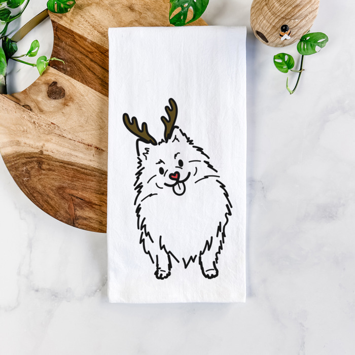 Reindeer Antler Red Nose Dog  Breed Tea Towel - 50+ Breeds